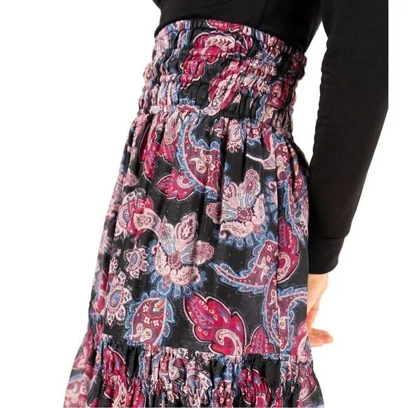 Magali Pascal Patricia Maxi A-line Skirt in Pristine Paisley Tiered Women’s Sz S