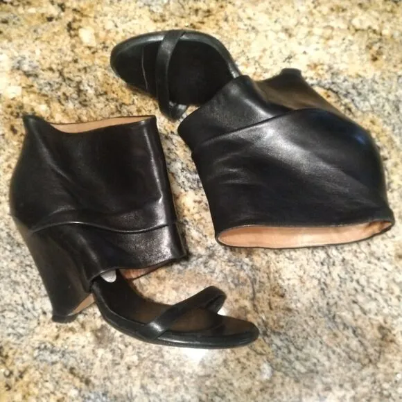 Maison Martin Margiela Black Open Toe Cutout Bootie Heels Sandals Size 5 US