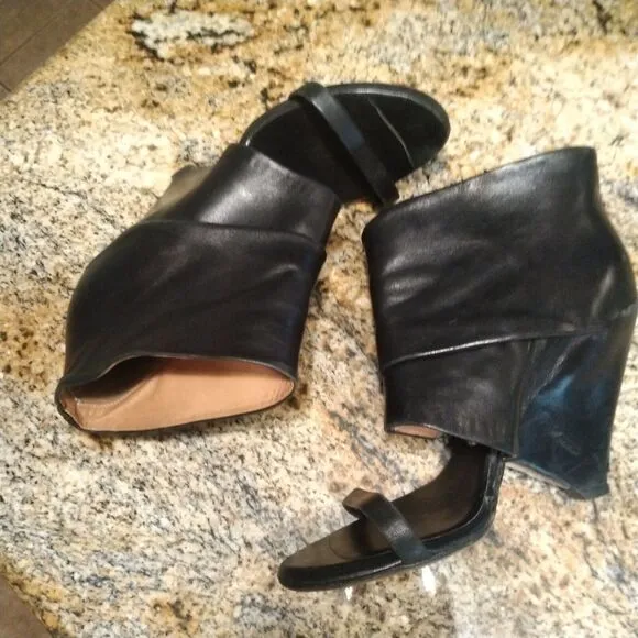Maison Martin Margiela Black Open Toe Cutout Bootie Heels Sandals Size 5 US