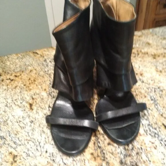 Maison Martin Margiela Black Open Toe Cutout Bootie Heels Sandals Size 5 US