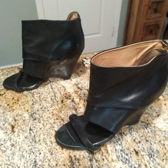 Maison Martin Margiela Black Open Toe Cutout Bootie Heels Sandals Size 5 US