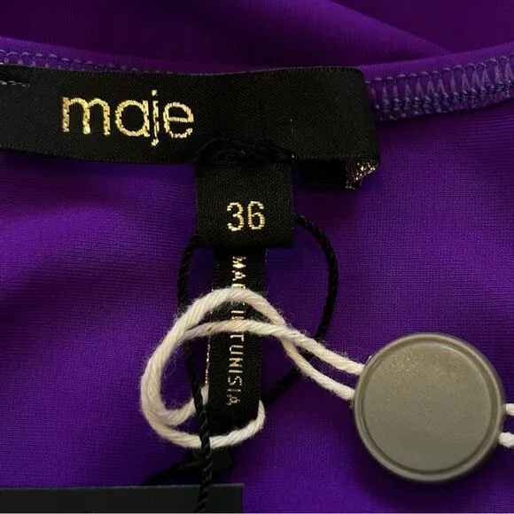 Maje Render Ruched Stretch-Jersey Bodycon Mini Dress Purple 36 NWT