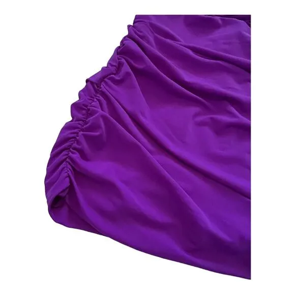 Maje Render Ruched Stretch-Jersey Bodycon Mini Dress Purple 36 NWT