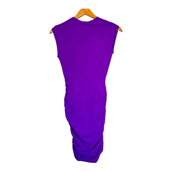 Maje Render Ruched Stretch-Jersey Bodycon Mini Dress Purple 36 NWT