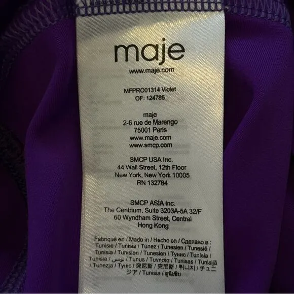 Maje Render Ruched Stretch-Jersey Bodycon Mini Dress Purple 36 NWT