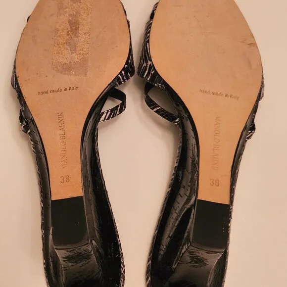 Manolo Blahnik Betsy 3&quot; Wedge Sandals European Size 38 Narrow