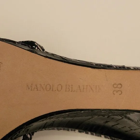 Manolo Blahnik Betsy 3&quot; Wedge Sandals European Size 38 Narrow