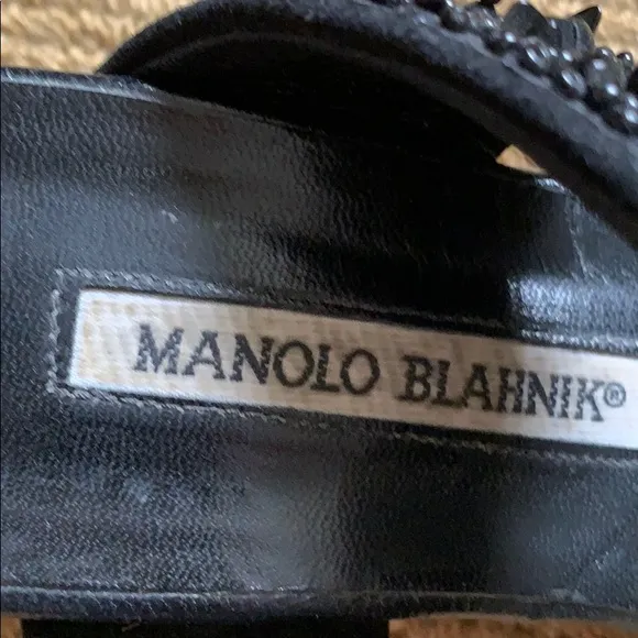 Manolo Blahnik black beaded sandals