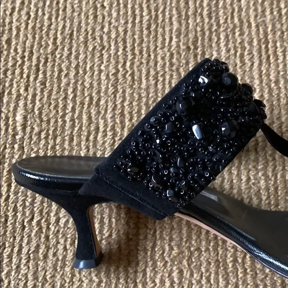 Manolo Blahnik black beaded sandals
