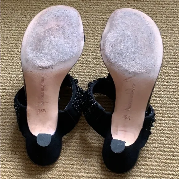 Manolo Blahnik black beaded sandals
