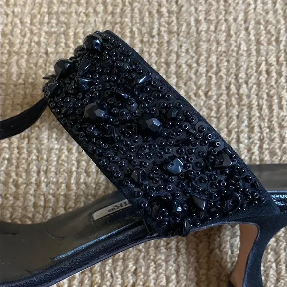 Manolo Blahnik black beaded sandals