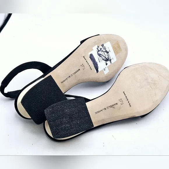 Manolo Blahnik EXCELLENT Paclessa Suede Sculpted Heels Slingback Sandals 37 7