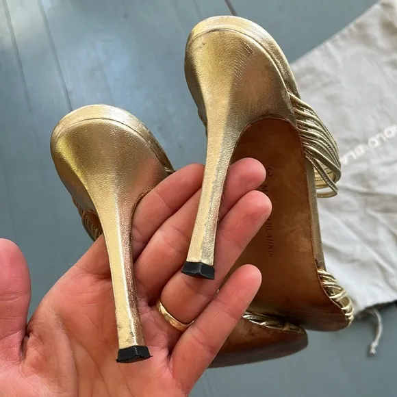 Manolo Blahnik Gold Strappy Women's Sandals