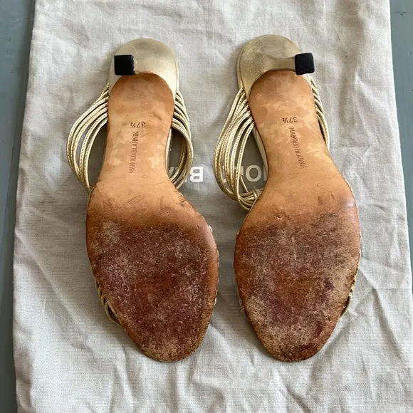 Manolo Blahnik Gold Strappy Women's Sandals