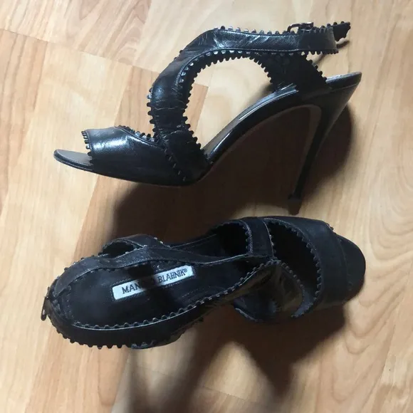 Manolo Blahnik PeepToe Slingback Sandals 38.5 US 8