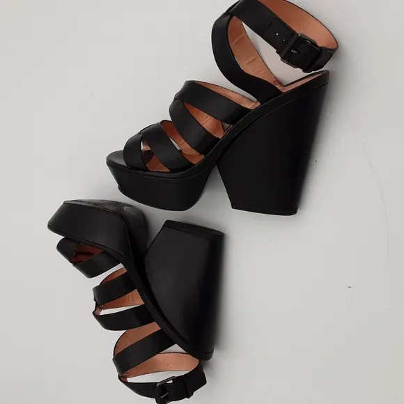 Marc by Marc Jacob leather pump sandals black ankle buckle closure event Y2K 38