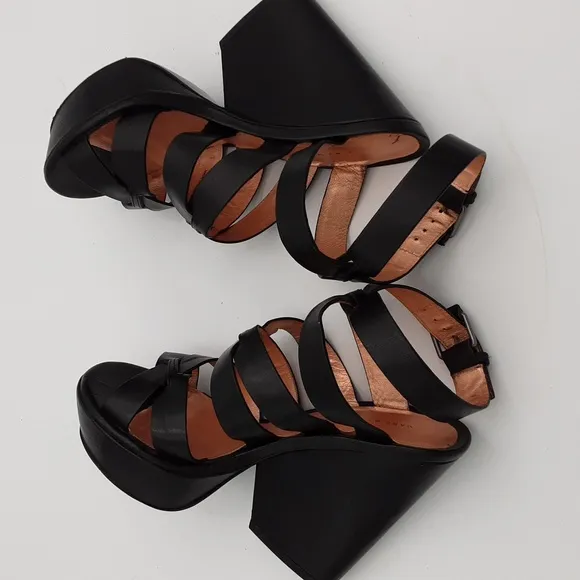 Marc by Marc Jacob leather pump sandals black ankle buckle closure event Y2K 38