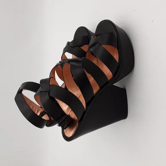 Marc by Marc Jacob leather pump sandals black ankle buckle closure event Y2K 38