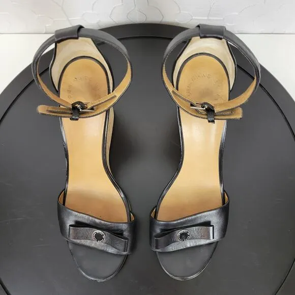 Marc by Marc Jacobs Logo Disc Womens Sandals Size 9 Black Cork Leather Wedge