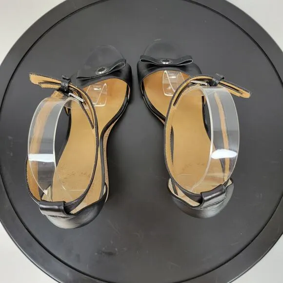 Marc by Marc Jacobs Logo Disc Womens Sandals Size 9 Black Cork Leather Wedge