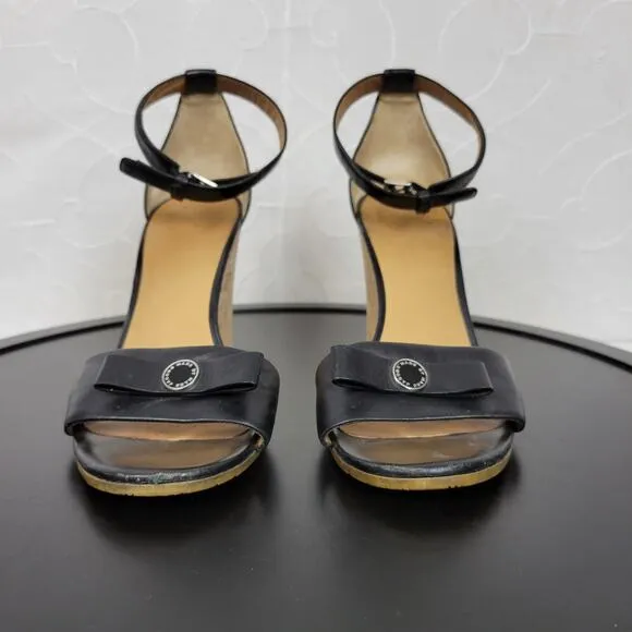 Marc by Marc Jacobs Logo Disc Womens Sandals Size 9 Black Cork Leather Wedge