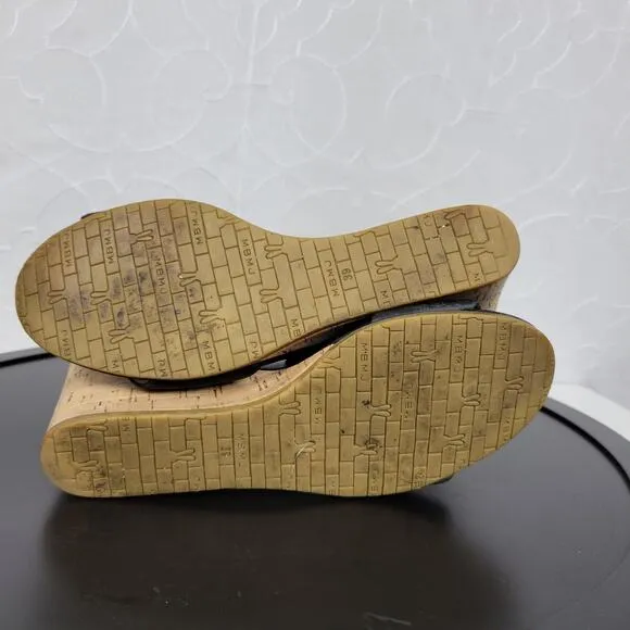 Marc by Marc Jacobs Logo Disc Womens Sandals Size 9 Black Cork Leather Wedge