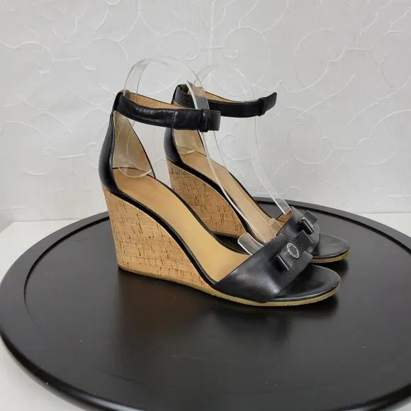 Marc by Marc Jacobs Logo Disc Womens Sandals Size 9 Black Cork Leather Wedge
