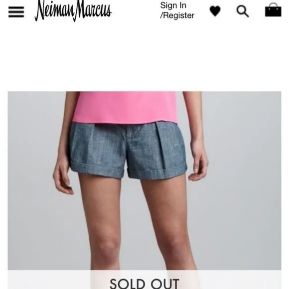 Marc Dark Corey Chambray Shorts Cuffed Pleated Andrew Dark Cotton Shorts Size 6