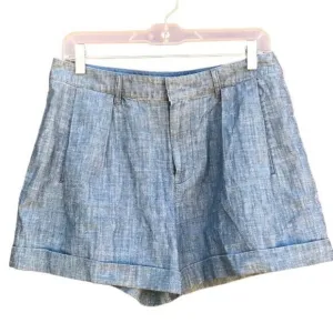 Marc Dark Corey Chambray Shorts Cuffed Pleated Andrew Dark Cotton Shorts Size 6