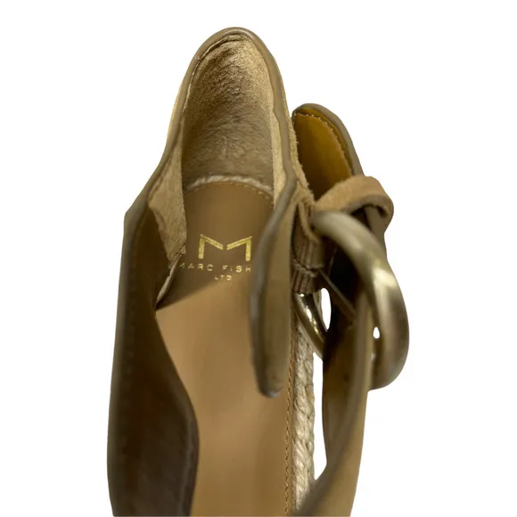 Marc Fisher Adalla Basketweave Suede Platform Wedge Sandals Size in Mink‎ 9.5