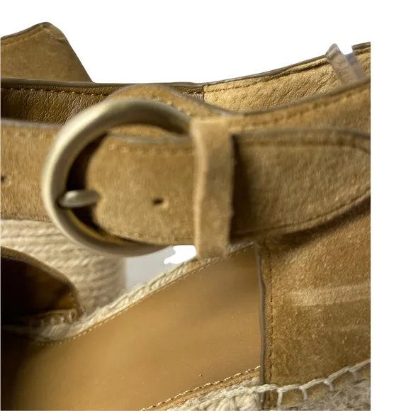 Marc Fisher Adalla Basketweave Suede Platform Wedge Sandals Size in Mink‎ 9.5