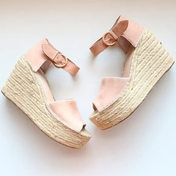Marc Fisher Alida Pale Pink Platform Espadrille Ankle Strap Sandals Summer Shoes
