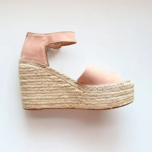 Marc Fisher Alida Pale Pink Platform Espadrille Ankle Strap Sandals Summer Shoes