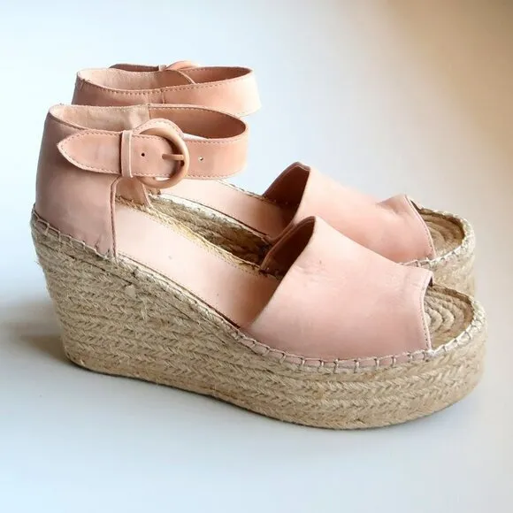 Marc Fisher Alida Pale Pink Platform Espadrille Ankle Strap Sandals Summer Shoes