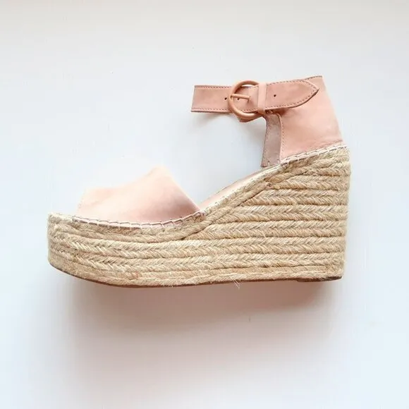 Marc Fisher Alida Pale Pink Platform Espadrille Ankle Strap Sandals Summer Shoes