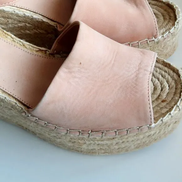 Marc Fisher Alida Pale Pink Platform Espadrille Ankle Strap Sandals Summer Shoes