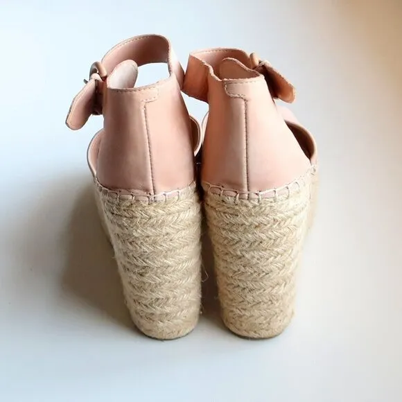 Marc Fisher Alida Pale Pink Platform Espadrille Ankle Strap Sandals Summer Shoes