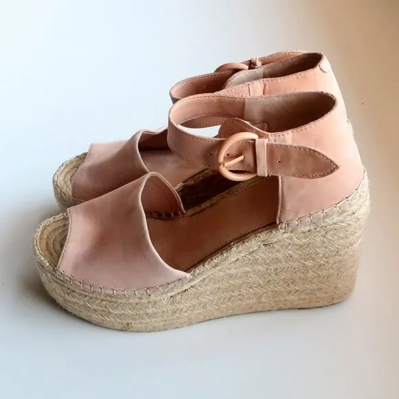 Marc Fisher Alida Pale Pink Platform Espadrille Ankle Strap Sandals Summer Shoes