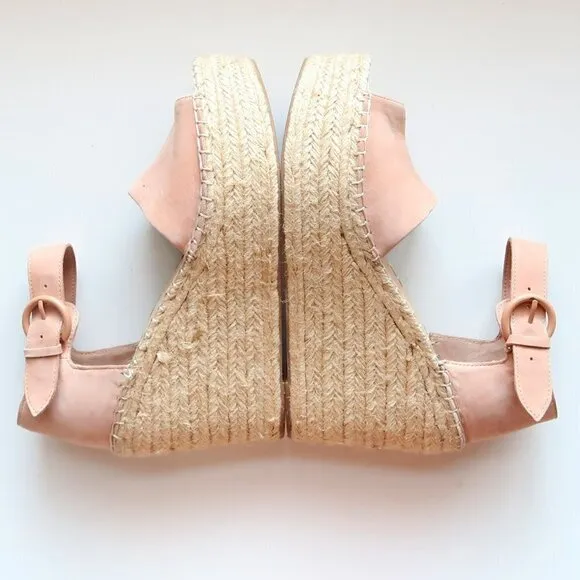 Marc Fisher Alida Pale Pink Platform Espadrille Ankle Strap Sandals Summer Shoes