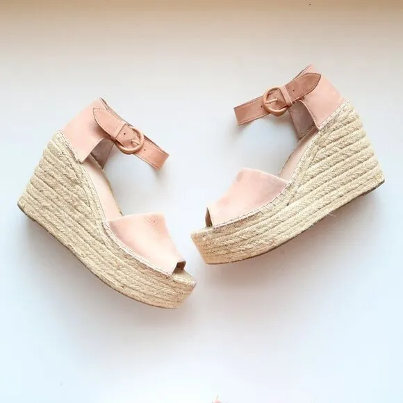 Marc Fisher Alida Pale Pink Platform Espadrille Ankle Strap Sandals Summer Shoes
