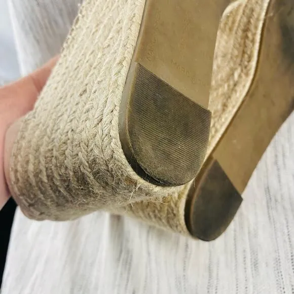 Marc Fisher Calita Scalloped Platform Espadrille Wedge Blush Pink Sandals 7.5