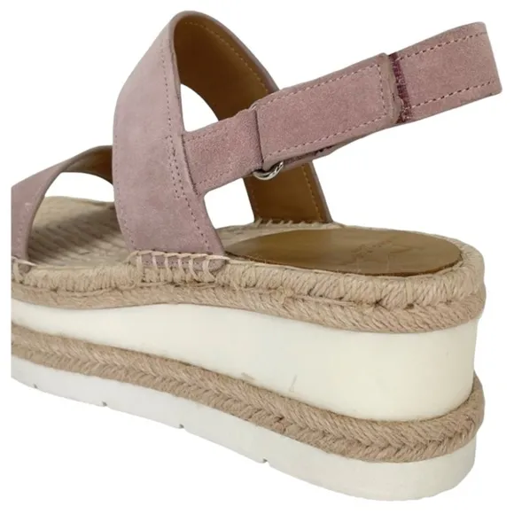 Marc Fisher LTD Platform Sandals 8M Gallia Pink Suede Jute Wrapped Slingback