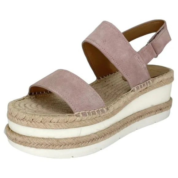 Marc Fisher LTD Platform Sandals 8M Gallia Pink Suede Jute Wrapped Slingback