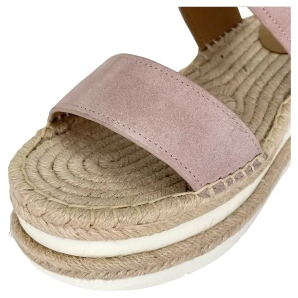 Marc Fisher LTD Platform Sandals 8M Gallia Pink Suede Jute Wrapped Slingback
