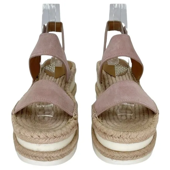 Marc Fisher LTD Platform Sandals 8M Gallia Pink Suede Jute Wrapped Slingback