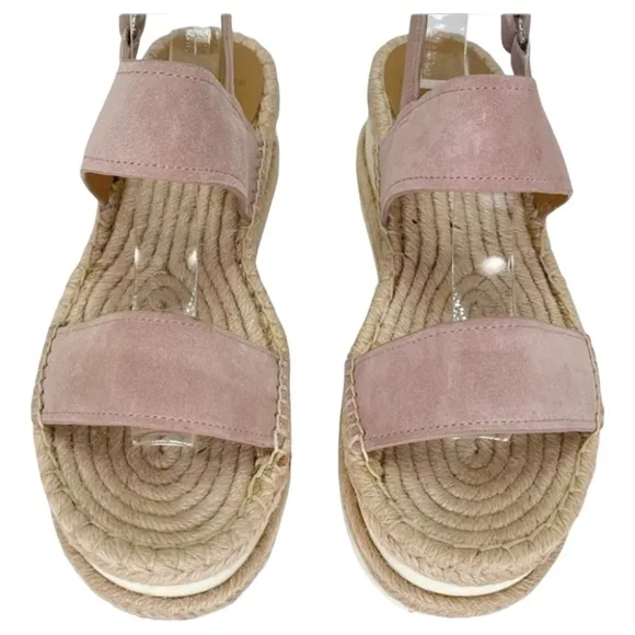 Marc Fisher LTD Platform Sandals 8M Gallia Pink Suede Jute Wrapped Slingback