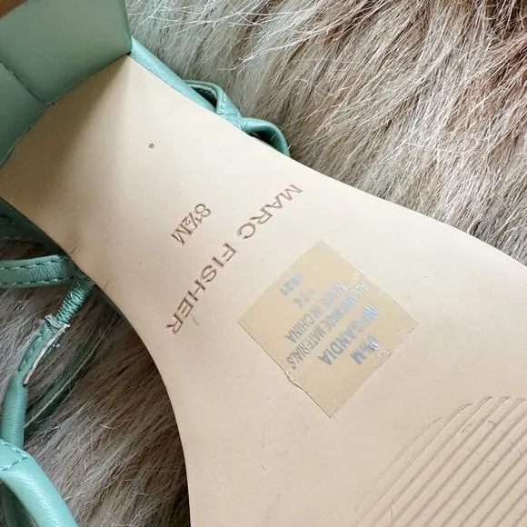 Marc Fisher Mint Green Strappy Block Heel Sandals Size 8.5