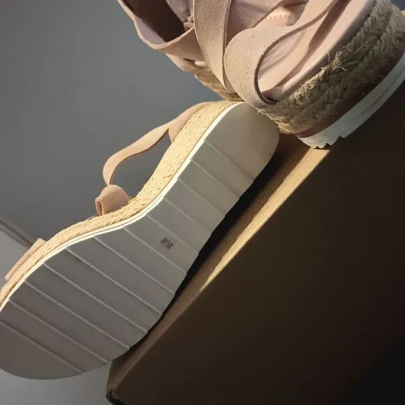 💯🔥MARC FISHER ZAIDE WEDGE SUEDE SANDALS, WOMEN'S SIZE 8.5M, LIGHT PINK BLUSH🔥