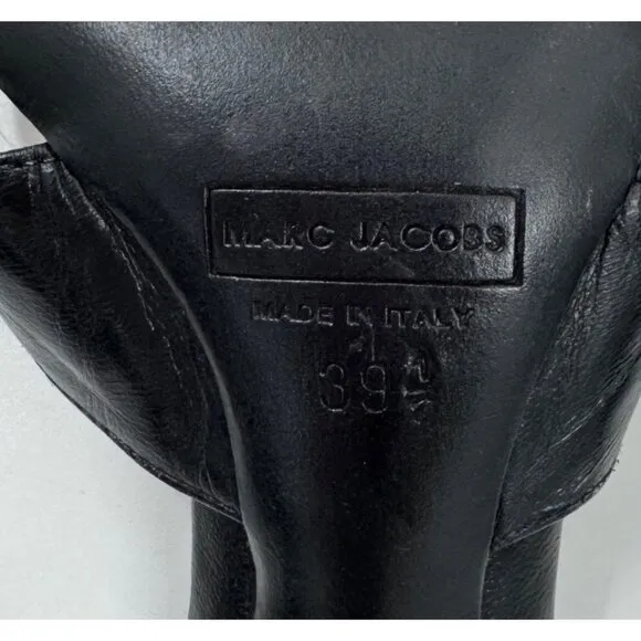 Marc Jacobs Black Leather High Heel Sandals With Pearl Accent Size 9.5 or 39.5
