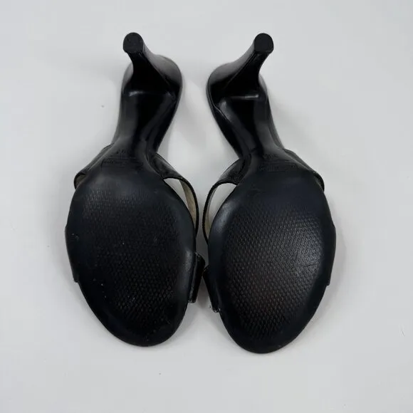 Marc Jacobs Black Leather High Heel Sandals With Pearl Accent Size 9.5 or 39.5